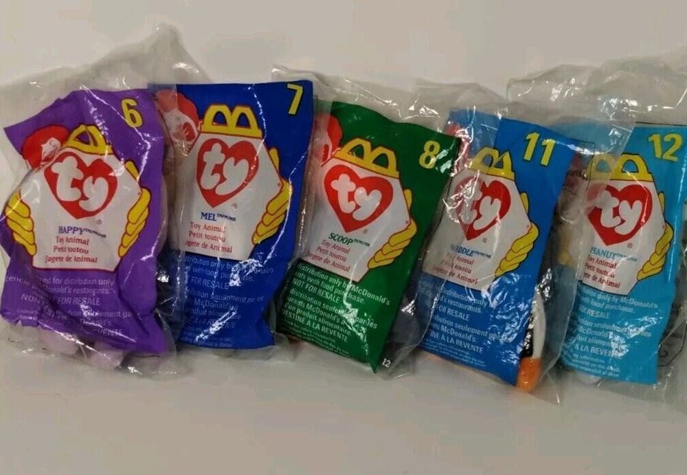 Ty Teenie Beanie Babies 1998 McDonald's- Set of 5 in Original Sealed Bags